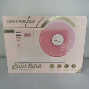 Throwback Spin Tune Wireless Bluetooth Speaker Pink w/ Clock, NIB